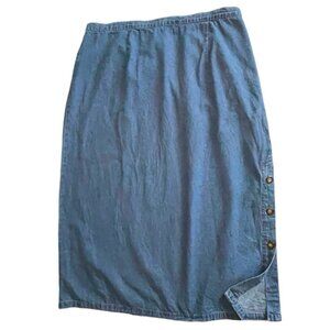 Plus Size Denim Maxi Skirt Stampede Cowgirl Country Western Boho Prairie Sz 1X
